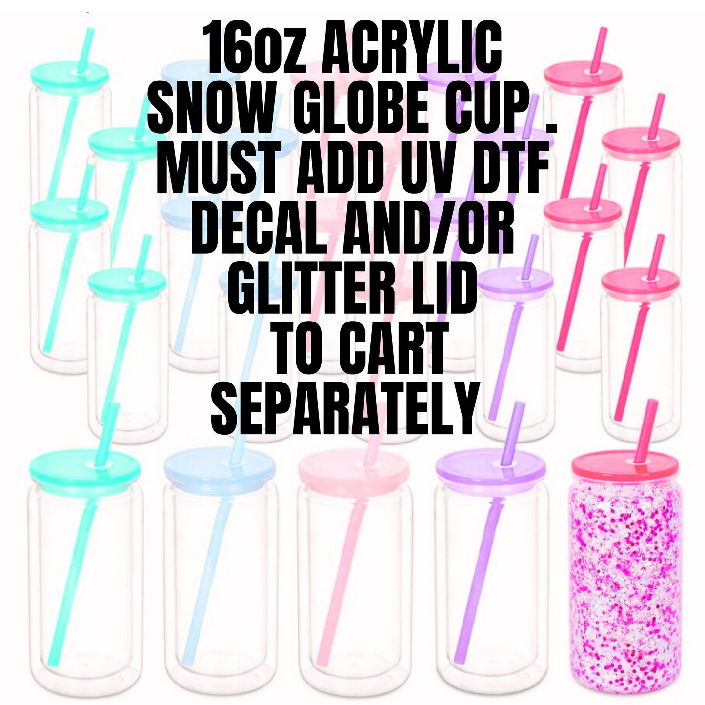 16oz ACRYLIC SNOW GLOBE CUP