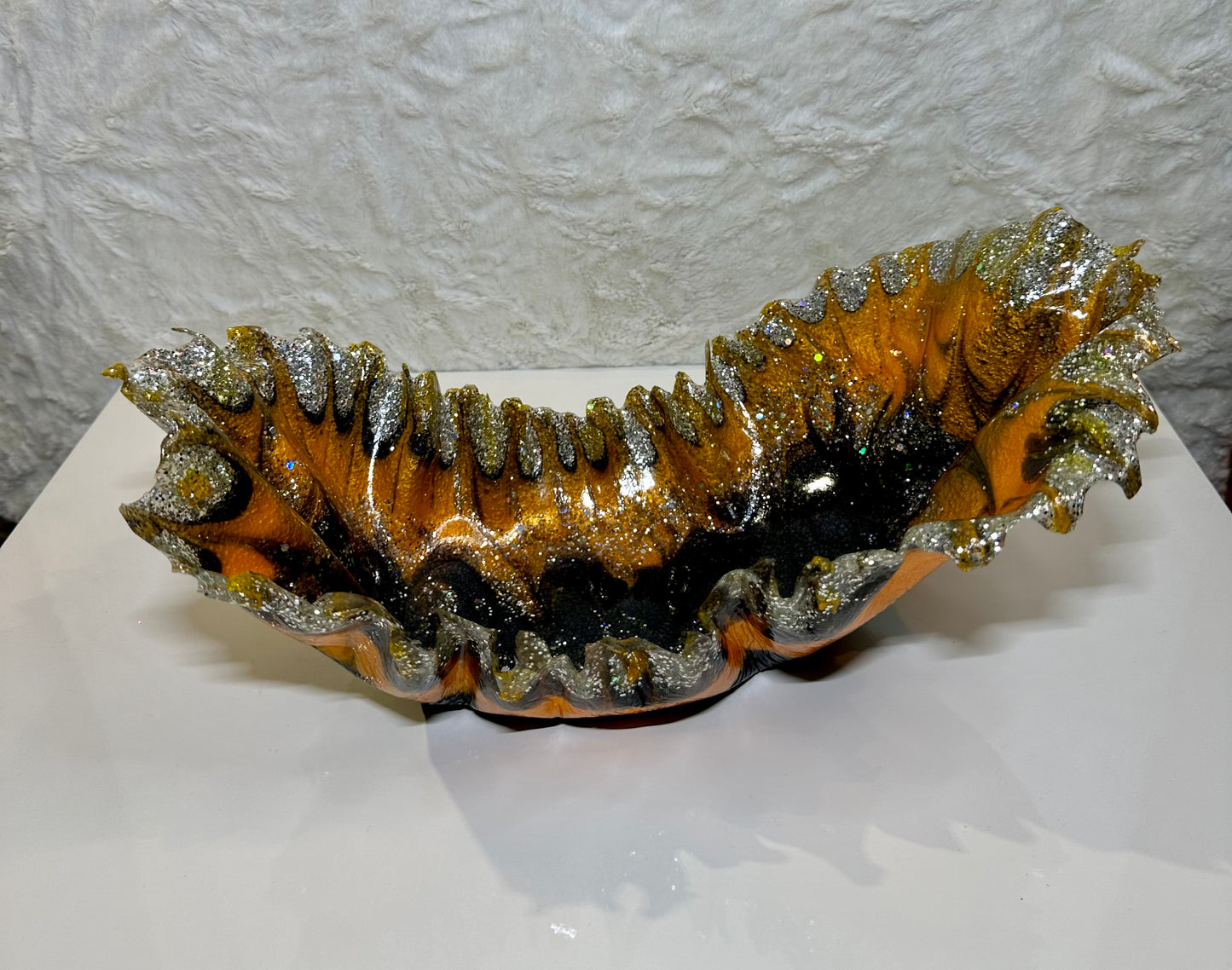 ORANGE,BLACK & SILVER DECORATIVE BOWL