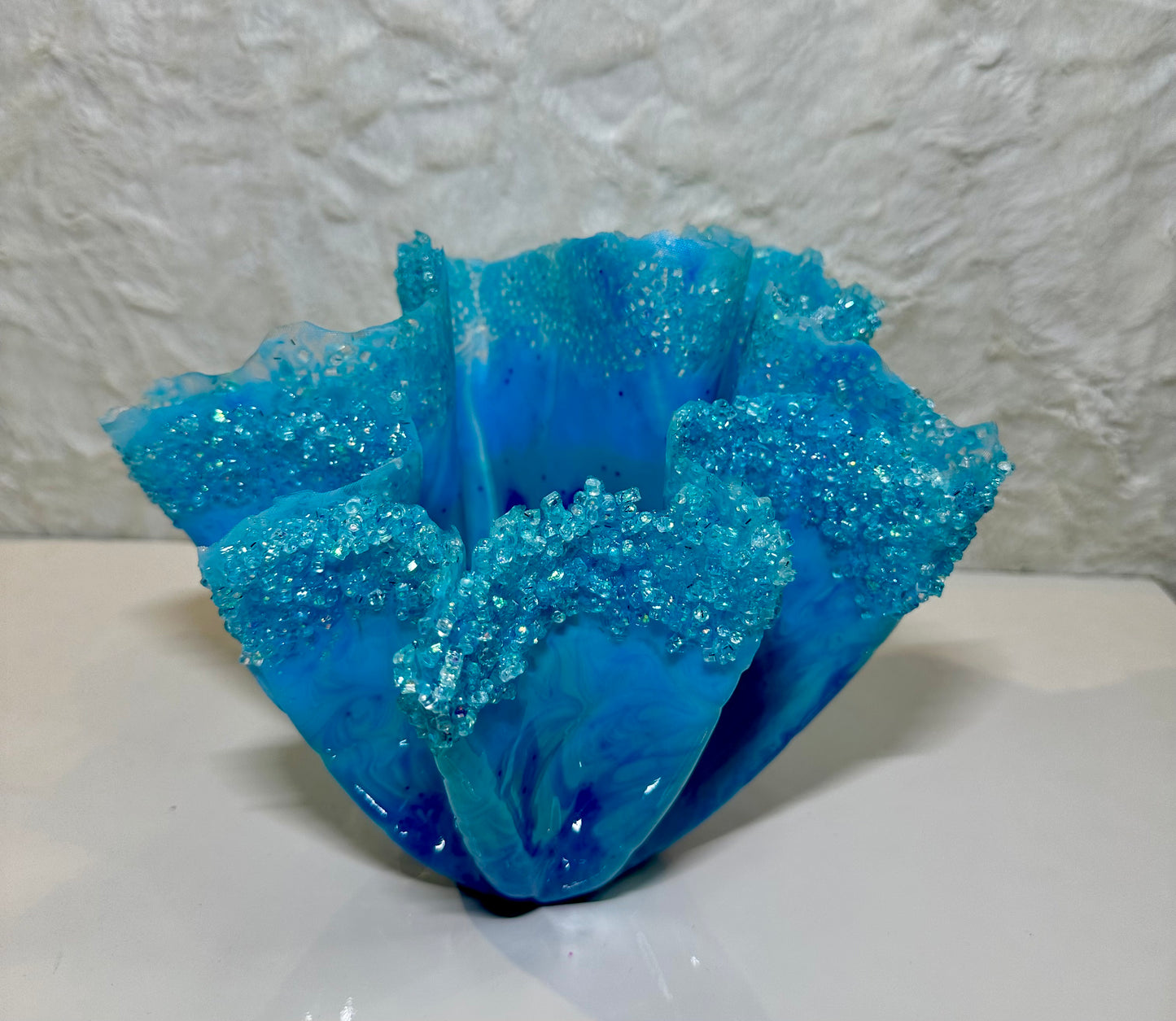 BLUE EPOXY/RESIN DECORATIVE BOWL - SMALL