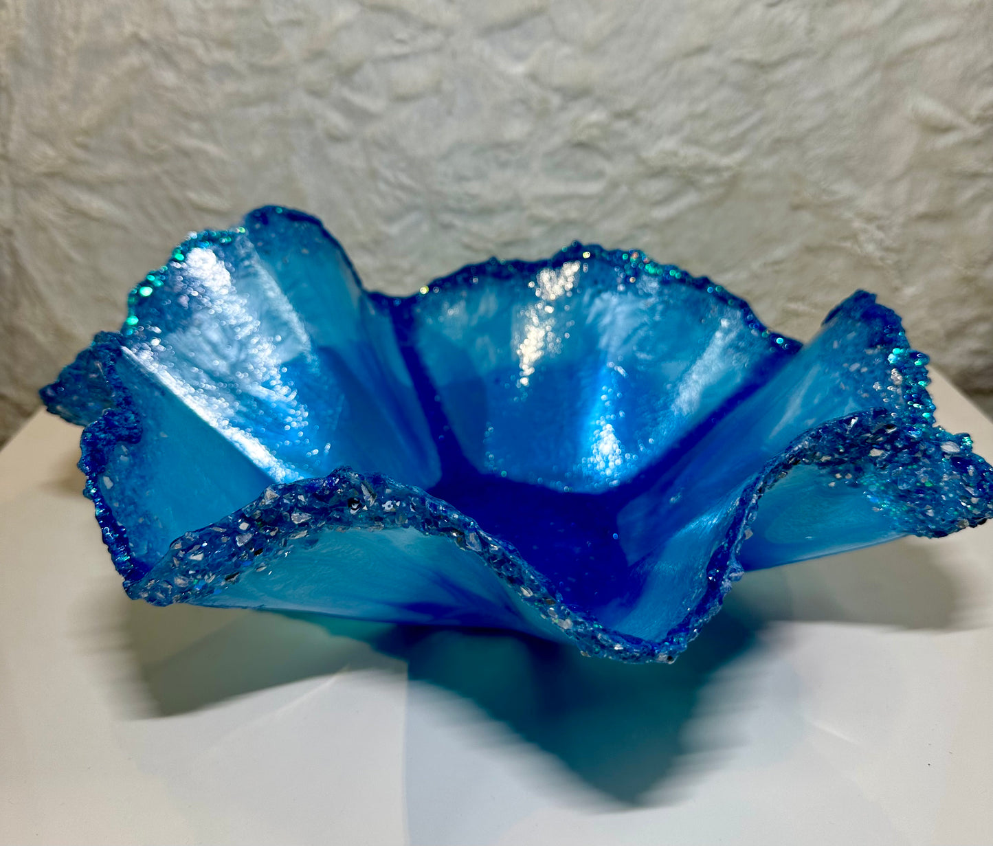 BLUE EPOXY/RESIN DECORATIVE BOWL - LARGE #1