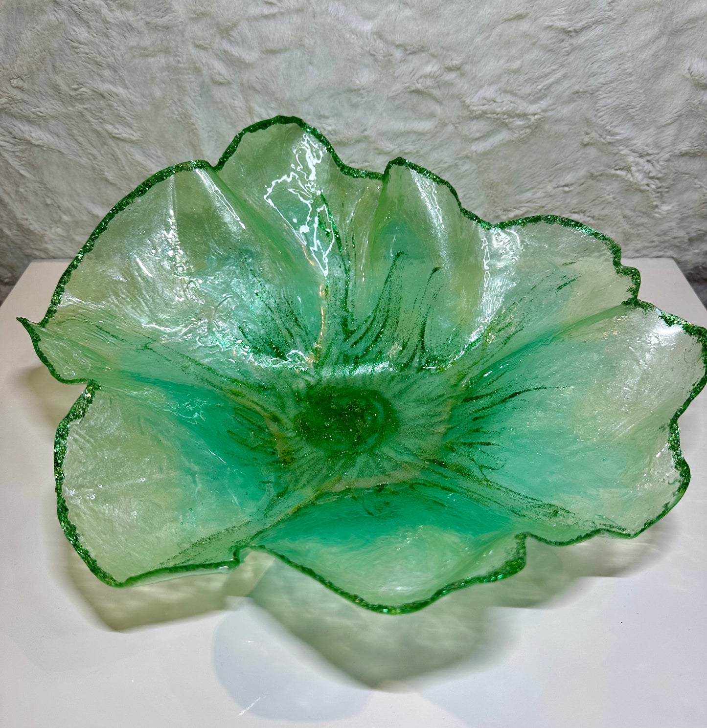 GREEN EPOXY/RESIN DECORATIVE BOWL - LARGE