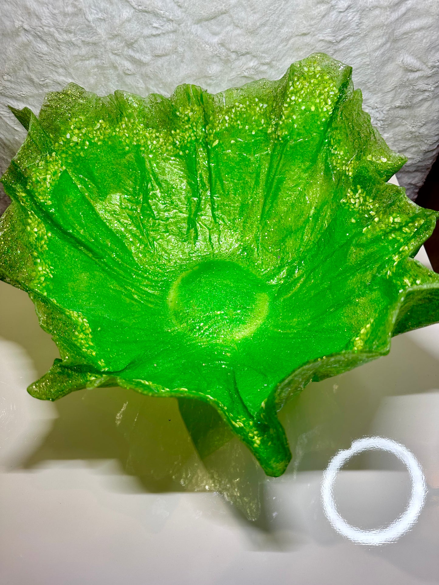GREEN EPOXY/RESIN DECORATIVE BOWL - EXTRA LARGE