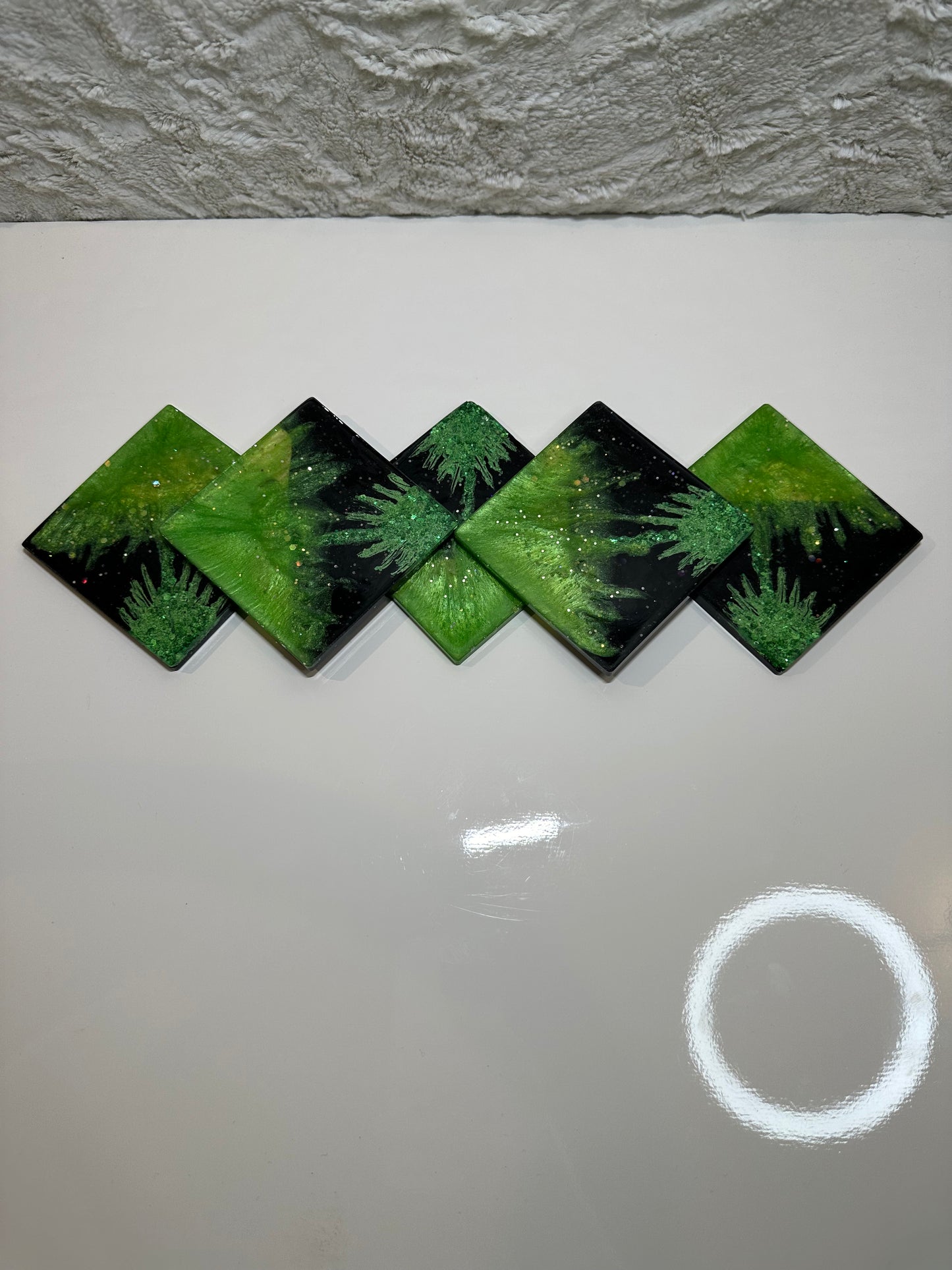 GREEN & BLACK EPOXY/RESIN COASTERS