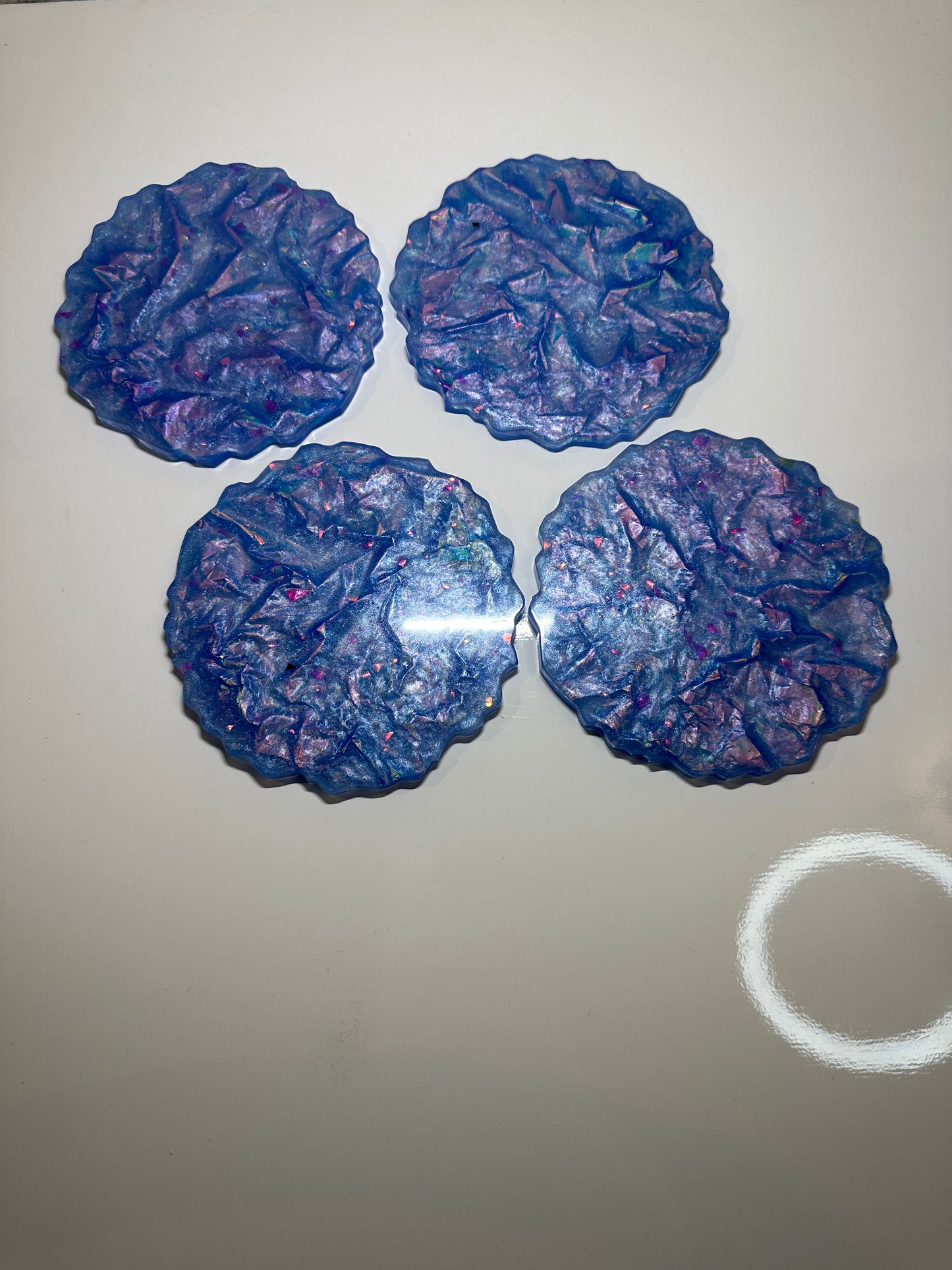 BLUE HOLOGRAPHIC EPOXY/RESIN COASTERS - LARGE