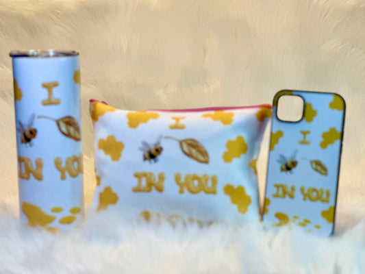 I BEE LEAF IN YOU - 20oz TUMBLER+COSMETIC/TOILETRY BAG+iPHONE CASE