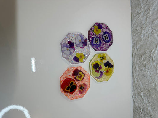 MULTI COLOR WITH FLOWERS EPOXY/RESIN COASTERS